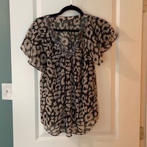 Express Women’s Animal Print Short Sleeve Blouse Size Small